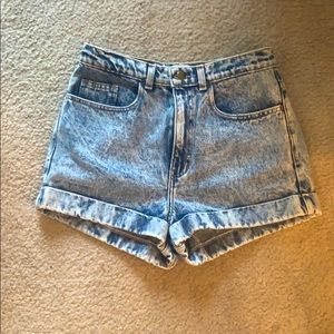 American Apparel Denim High-Waist Cuff Short